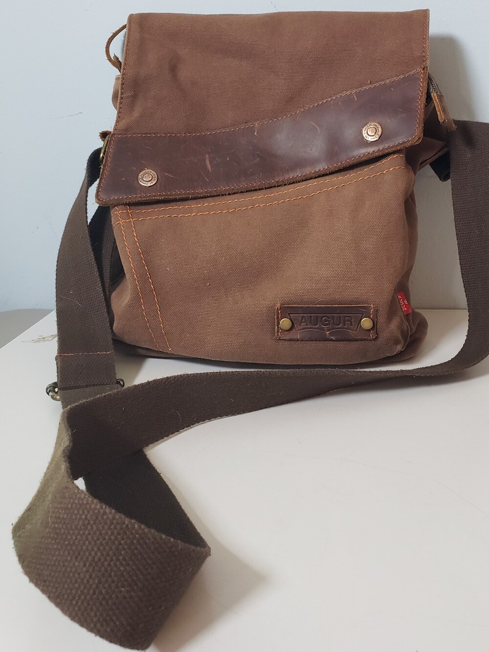 Augur Brown Canvas Leather Messenger Crossbody Shoulder Bag Gorp Utility Rugged